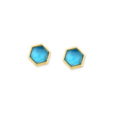 BRINCO DE PEDRAS NATURAIS FORMATO HEXÁGONO DOURADO